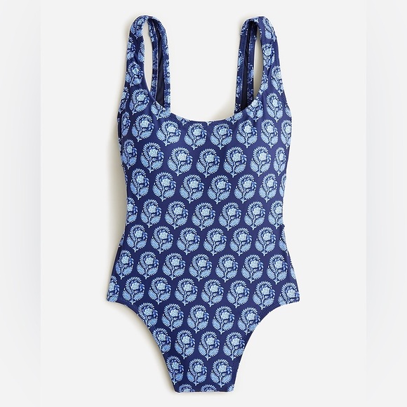 J. Crew Other - J. Crew 1989 scoopback one-piece swimsuit in navy bouquet block print size 6